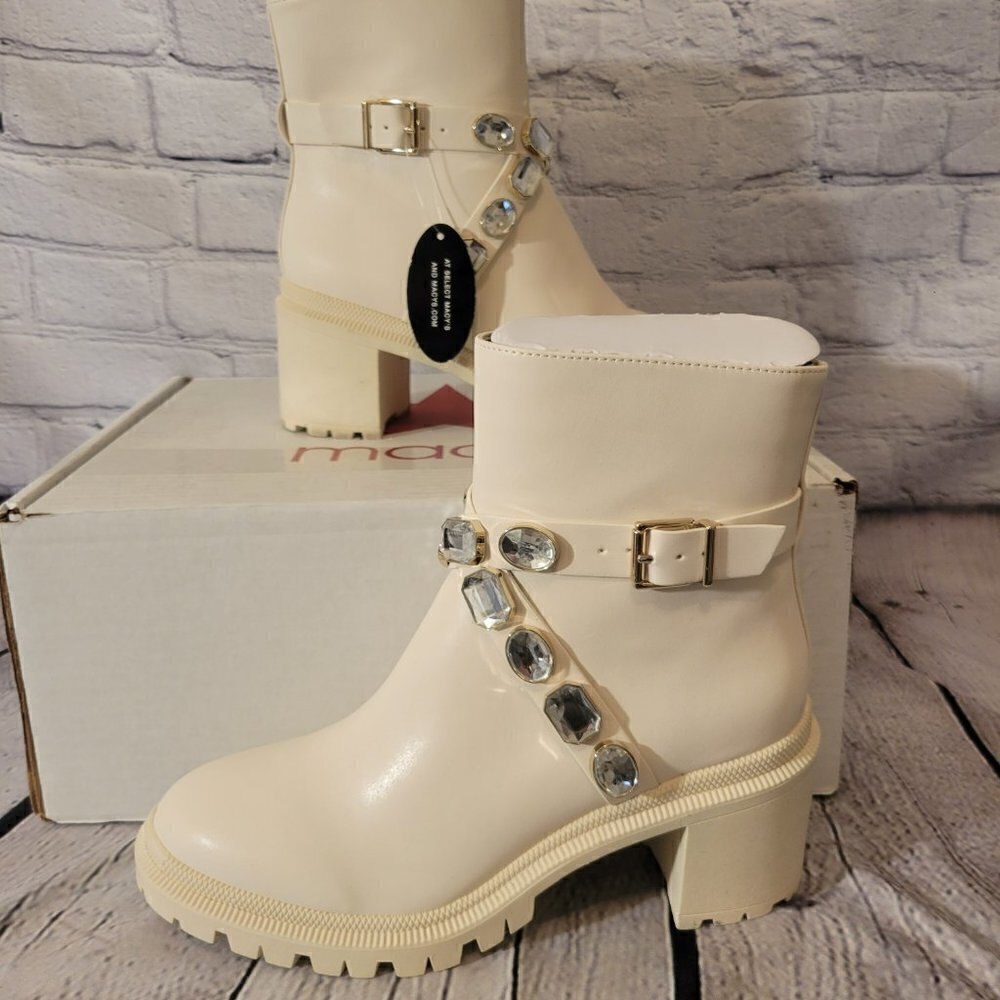 INC Womens Sebrinel Faux Leather Embellished Ankle Boots